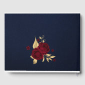 chic burgundy floral gold blad navy blue gastenboek (Achterkant)