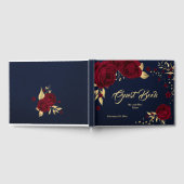 chic burgundy floral gold blad navy blue gastenboek (Volledig)