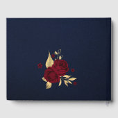 chic burgundy floral gold blad navy blue gastenboek (Achterkant)