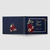 chic burgundy floral gold blad navy blue gastenboek (Volledig)