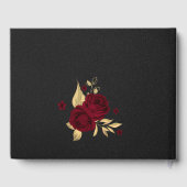 chic burgundy floral gold verlaat zwarte bezoekers gastenboek (Achterkant)