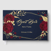 chic burgundy floral gold vertrekt geometrische ma gastenboek (Voorkant)