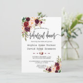 Chic Burgundy Floral Handwriting repetitie Kaart (Staand voorkant)