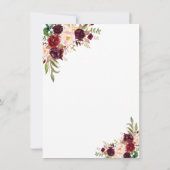 Chic Burgundy Floral Handwriting repetitie Kaart (Achterkant)