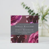 Chic Burgundy Floral Modern Wedding Invitation Kaart (Staand voorkant)