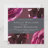 Chic Burgundy Floral Modern Wedding Invitation Kaart (Voorkant)