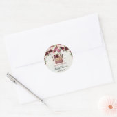 Chic Burgundy Floral Travel Vrijgezellenfeest Favo Ronde Sticker (Envelop)