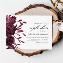 Chic Burgundy Floral Wedding Couples Shower