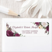 Chic Burgundy Floral Wedding Label (Insitu)