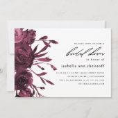 Chic Burgundy Floral Wedding Vrijgezellenfeest Kaart (Voorkant)