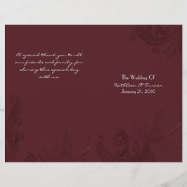 Chic Burgundy Flourish Wedding Programme