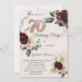 Chic Burgundy Flowers 70th Birthday Kaart (Voorkant)
