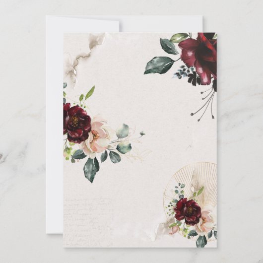 Chic Burgundy Flowers 70th Birthday Kaart (Achterkant)