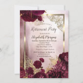 Chic Burgundy Flowers Gold Lijst Retirement Kaart (Voorkant)