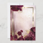 Chic Burgundy Flowers Gold Lijst Retirement Kaart (Achterkant)