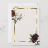 Chic Burgundy Flowers Gold Lijst Retirement Party Kaart (Achterkant)