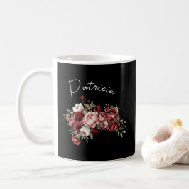 Chic Burgundy Flowers Koffiemok