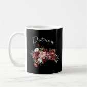 Chic Burgundy Flowers Koffiemok (Links)