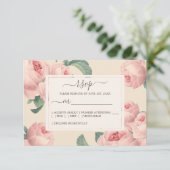 Chic Burgundy - gebroken wit  roze roze bruiloft RSVP Kaartje (Staand voorkant)