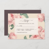Chic Burgundy - gebroken wit  roze roze bruiloft RSVP Kaartje (Voorkant / Achterkant)