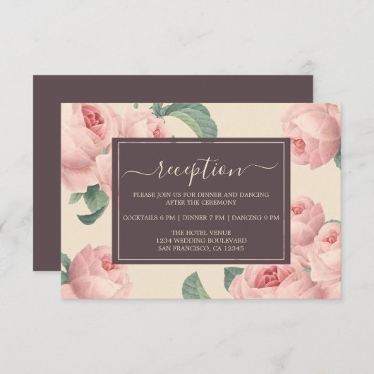 Chic Burgundy - gebroken wit roze roze - Floral We Informatiekaartje (Voorkant / Achterkant)