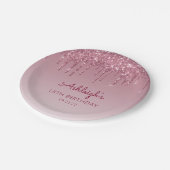 Chic Burgundy Glitter Drip 18th Birthday Party Papieren Bordje (Gekanteld)