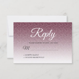 Chic Burgundy Glitter Ombre RSVP Kaart
