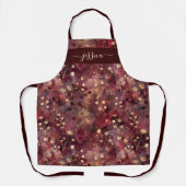 Chic burgundy gold abstract floral name apron schort (Voorkant)