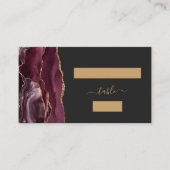 Chic Burgundy Gold Agate Dark Wedding Escort Plaatskaartje (Voorkant)
