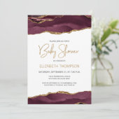 Chic Burgundy Gold Agate Geode Baby shower (Staand voorkant)