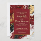Chic Burgundy Gold Agate Marble Modern Wedding Kaart (Voorkant)