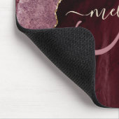 Chic Burgundy Gold Agate Script Custom Monogram Muismat (Hoek)