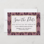 Chic Burgundy Gold Arrowiad Chevron Geometric Save The Date (Voorkant)