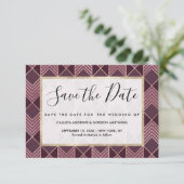 Chic Burgundy Gold Arrowiad Chevron Geometric Save The Date (Staand voorkant)