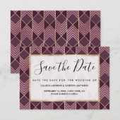 Chic Burgundy Gold Arrowiad Chevron Geometric Save The Date (Voorkant / Achterkant)