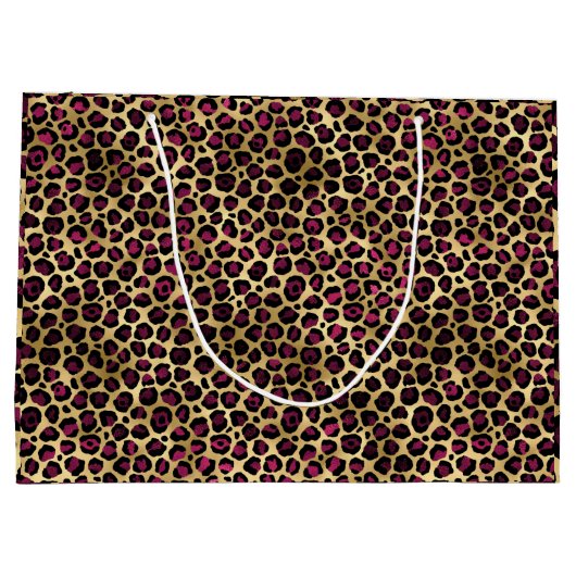 Chic Burgundy Gold Cheetah Groot Cadeauzakje (Achterkant)