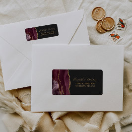 Chic Burgundy Gold Dark Wedding Return Address Etiket