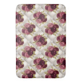 Chic Burgundy Gold Floral diamant tufted Pattern Badmat (Voorkant Verticaal)