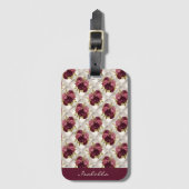 Chic Burgundy Gold Floral diamant tufted Pattern Bagagelabel (Voorkant (verticaal))