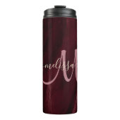 Chic Burgundy Gold Glitter Agate Custom Monogram Thermosbeker (Voorkant)