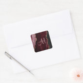 Chic Burgundy Gold Glitter Agate Custom Monogram Vierkante Sticker (Envelop)