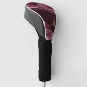Chic Burgundy Gold Glitter Agate Monogram Golfheadcover (Schuin)