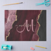 Chic Burgundy Gold Glitter Agate Monogram Tissuepapier (Craft)