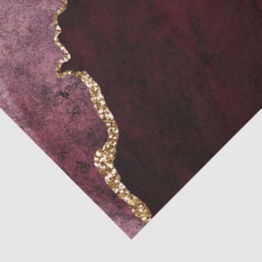 Chic Burgundy Gold Glitter Agate Monogram Tissuepapier (Detail)