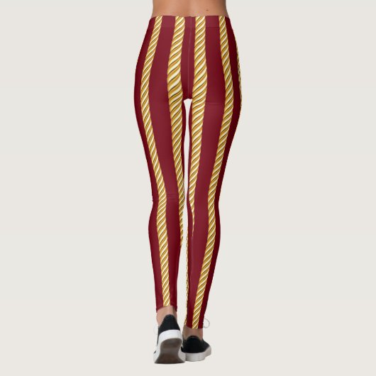 Chic burgundy Gold Lines Lips Girly 2022 dag Leggings (Achterkant)