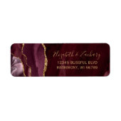 Chic Burgundy Gold Wedding Return Address Etiket (Voorkant)