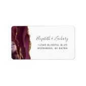 Chic Burgundy Gold Wedding RSVP-zelfadres Etiket (Voorkant)
