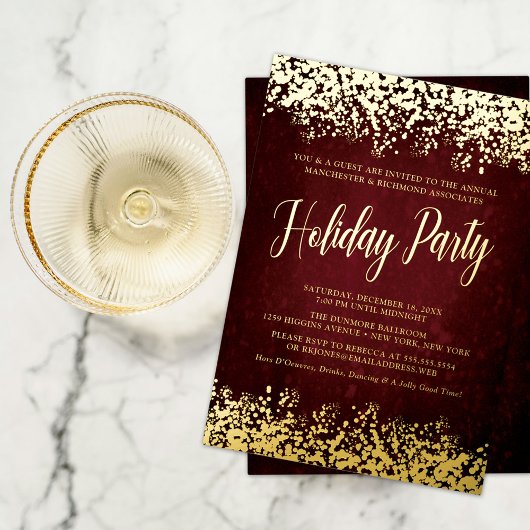 Chic Burgundy Holiday Party - Uitnodiging tot Foli