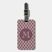 Chic Burgundy Ivory Diamond Pattern Monogram Bagagelabel (Voorkant verticaal)