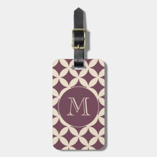 Chic Burgundy Ivory Geometric Pattern Monogram Bagagelabel